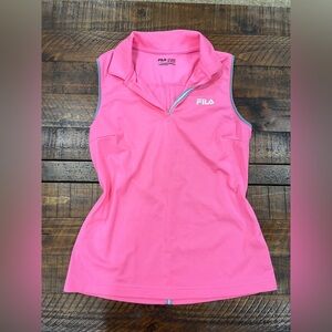 Fila Pink Sleeveless Fitted Polo Tank Top